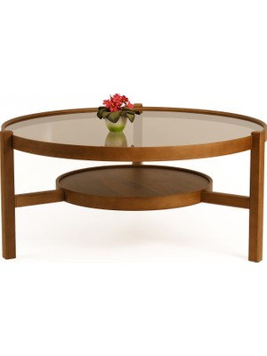 Eymense Flora Camlı Orta Sehpa Ceviz