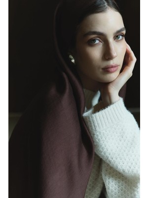 Jolamier Acı Kahve Düz Yün Ipek Şal