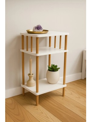 Peka 2 Raflı Köşe ve Yan Sehpa - Komodin – Çok Amaçlı Modern Çevir Kur Sehpa -