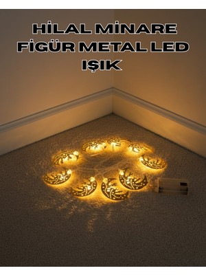 Dekoratif Minareli Hilal LED Işık Metal Gövdeli Ramazan Aydınlatma - TK002M-6W2B71