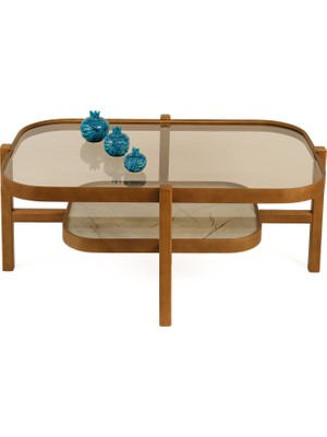 Eymense Godi Camlı Orta Sehpa Mermer Desen