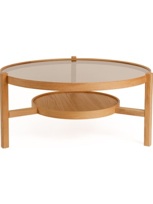 Eymense Flora Camlı Orta Sehpa Meşe