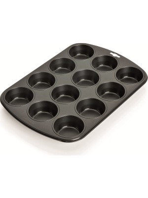 Kaiser Muffin Kalıp Metal 12 Hazneli Dikdörtgen 38 x 27 cm Yüksek Isı Dayanımlı