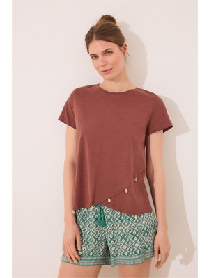 Women Secret Yeşil Geometrik Desenli Şort