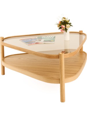 Eymense Nesta Camlı Orta Sehpa Meşe