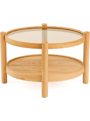 Eymense Magnus Camlı Yan Sehpa Meşe