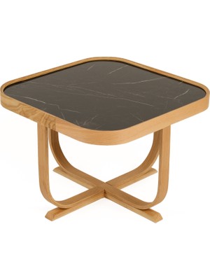 Eymense Hisar Yan Sehpa Mermer Desen Siyah