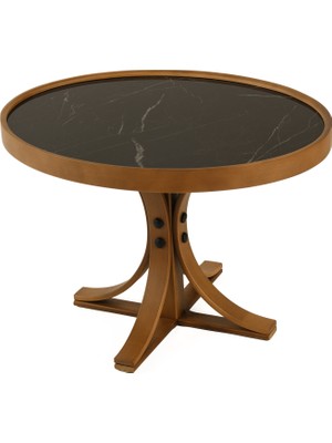 Eymense Mazzo Yan Sehpa Mermer Desen Siyah