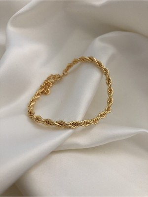 Tuqos Kadın Gold Renk Burgu Bileklik ve Halhal 1 Adet