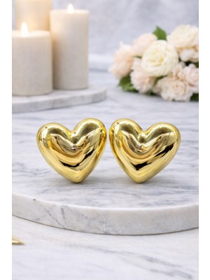 Vipfoni Gold Renk Bombe Kalp Çelik Küpe