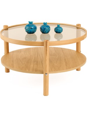 Eymense Monza Camlı Orta Sehpa Meşe