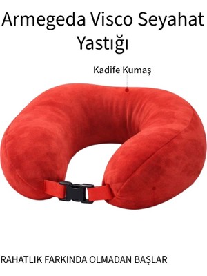 armegeda sıradışı tasarımlar Armegeda Visco Seyahat Yastığı Boyun Destekli 212 Kırmızı – Ergonomik Kadife Kumaş