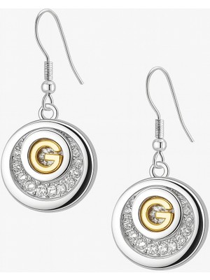 Tuqos Kadın Gümüş-Gold Renk  G Harfli Sallantılı Çelik Küpe 2'li