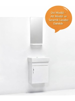 Saydam Banyo Ebeveyn Slim 50 cm Mdf Banyo Dolabı Beyaz