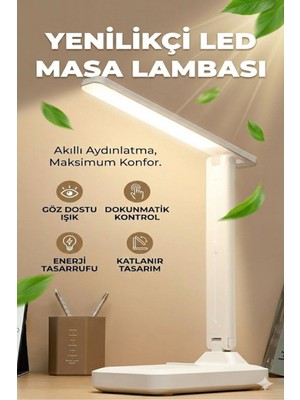 Katlanabilir Dokunmatik Kontrollü Göz Dostu Akıllı LED Masa Lambası – Enerji Tasarruflu