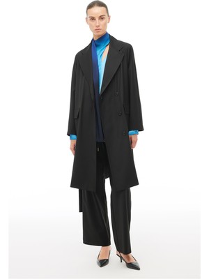 Perspective Siyah Klasik Yaka Uzun Kaban