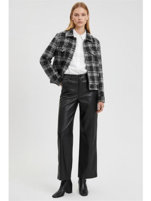 Perspective Siyah Ekoseli Klasik Yaka Ceket