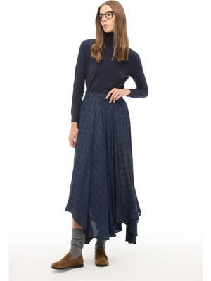 Perspective Lacivert Midi Etek