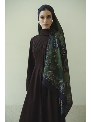 Jolamier Asker Haki Bloom Paisley Yün Ipek Şal