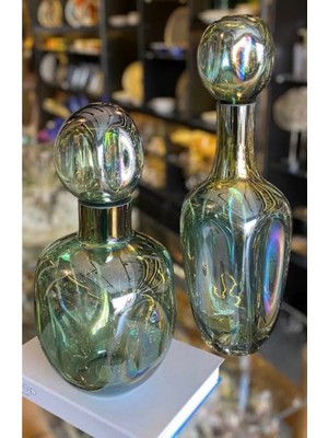 Zepce Design Kapaklı Vazo Küp Şişe Kristal