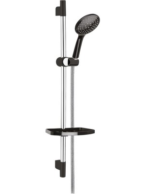 Mistillo SİYAH SÜRGÜLÜ DUŞ SETİ + Ø22MM PARLAK POLİSH + ELDUŞU