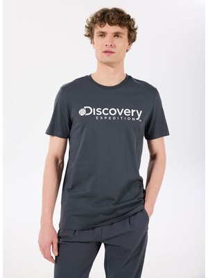 Discovery Expedition Antrasit Erkek Bisiklet Yaka T-Shirt D4SM-TST3290