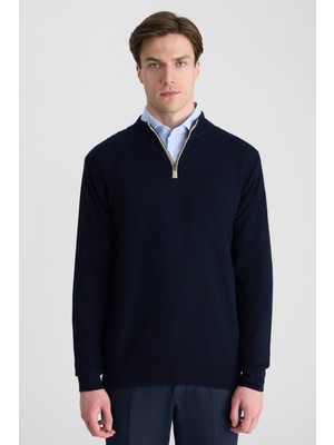 D'S Damat Ds Damat Regular Fit Lacivert Petek Örgü Kazak 5HF063902155M