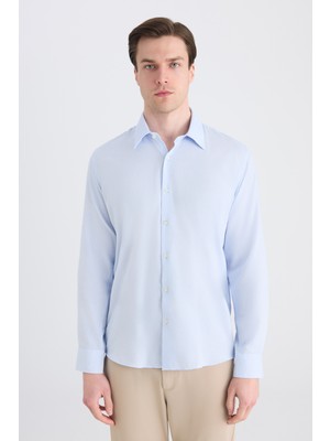 Twn Slim Fit Mavi Armürlü Gömlek 5EF02HD12282M