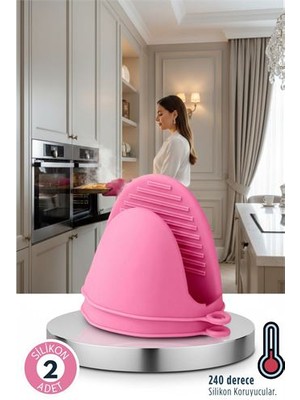 İlk El Grup Ieg™ Valeria Serisi - Isıya Dayanıklı Lüks Silikon Parmak Ucu Tutacağı Fırın Eldiveni