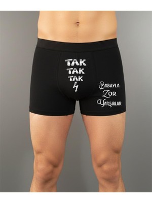 Babayla Zor Yarışırlar Baskılı Sevgililer Günü Hediyesi Boxer