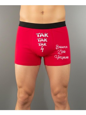 Babayla Zor Yarışırlar Baskılı Sevgililer Günü Hediyesi Boxer