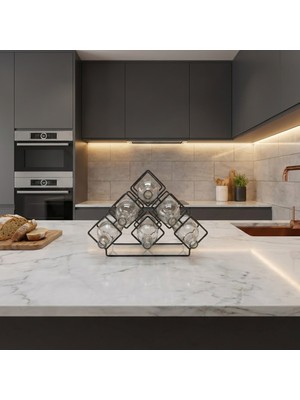 Rack And Cork - 6 Şişe Kapasiteli Şaraplık Rafı  | Modern Şarap Depolama I Masaüstü Şarap Rafı