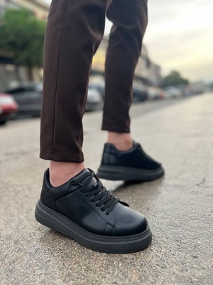 Zapatos Kb-B2 Erkek Günlük Bağcıklı Cilt Spor Sneaker Ayakkabı Cst - Siyah