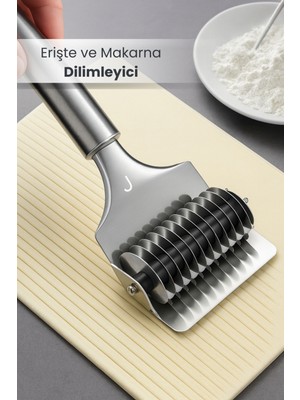 Orvila Erişte ve Makarna Dilimleyici - Paslanmaz Çelik - Pratik Hamur Kesme Aparatı - 9 Bıçaklı