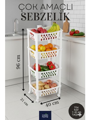 Dükkanönü 4 Katlı Tekerli Tezgah Arası Raf Düzenleyici Organizer Org-79