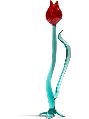 Lale Kırmızı Renk Cam Sanatı El Yapımı