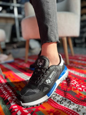 Zapatos Kb-N1 Erkek Günlük Bağcıklı Süet Paraşüt Kumaş Spor Sneaker Ayakkabı Spkbt - Siyah/mavi