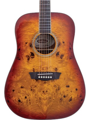 Washburn Dfbda Deep Forest Burl Amber Fade Akustik | Amber Geçişli Renk Egzotik Ağaç Dokusu