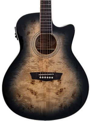 Washburn Dfbaceb Deep Forest Burl Ace Black Fade Elektro Akustik | Şık Siyah Fade Cila Gelişmiş Elektronikler
