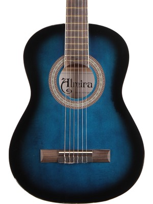 Almira MG917-JR-BLS 3/4 Klasik Gitar - Blue Sunburst (Eğitim - Junior Boy) | Mavi Sunburst Parlak Bitiş, 8-12 Yaş Arası Öğrenci Ergonomisine Uygun Ince Sap Profili, Yumuşak Naylon Teller