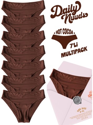 Daily Nuuds Günlük Kesim Kadın Iç Çamaşırı (Xs–xl Tek Beden) – Kahve (Hot Cocoa) | 7’li Multipack