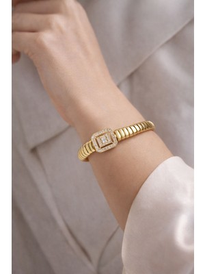Solène Bagetta Altın Kaplama Gold Baget Taşlı Bileklik