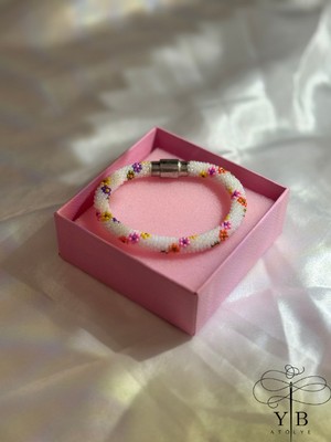 El Yapımı Renkli Çiçekli Boncuk Bileklik