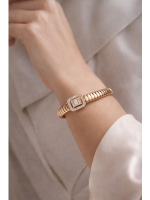 Solène Bagetta  Altın Kaplama Baget Taşlı Bileklik