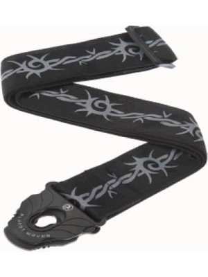 Planet Waves 50PLA04 Planet Lock Kilitli Gitar Askısı - Dikenli Tel (Profesyonel) | Barbed Wire Deseni, Patentli Emniyet Kilidi ve Kaymaz Dokuma