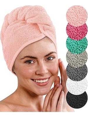 Layvera Saç Havlusu | Saç Havlusu-Makyaj Havlusu-Akrilik DÜĞMELI-%100 Pamuklu-Makyaj Bonesi-Pembe