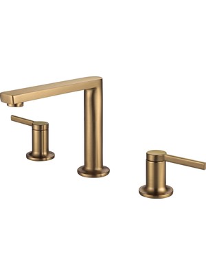 Newarc Bold 3 Delikli Lavabo Bataryası Siyah-Mat Altın