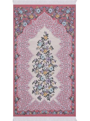 Bursa İpek Mercan Floral Desen Ipeksi Goblen Seccade