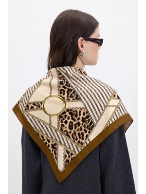 Hawwa Altın Halka Leopar Desenli Bandana Fular