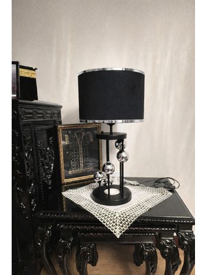Arcturus Silindir Siyah&krom Abajur Siyah Başlık